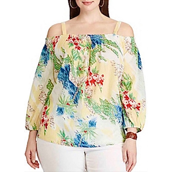 Chaps Tops Nwt Chaps Womens Plus Size Cold Shoulder Summer Floral